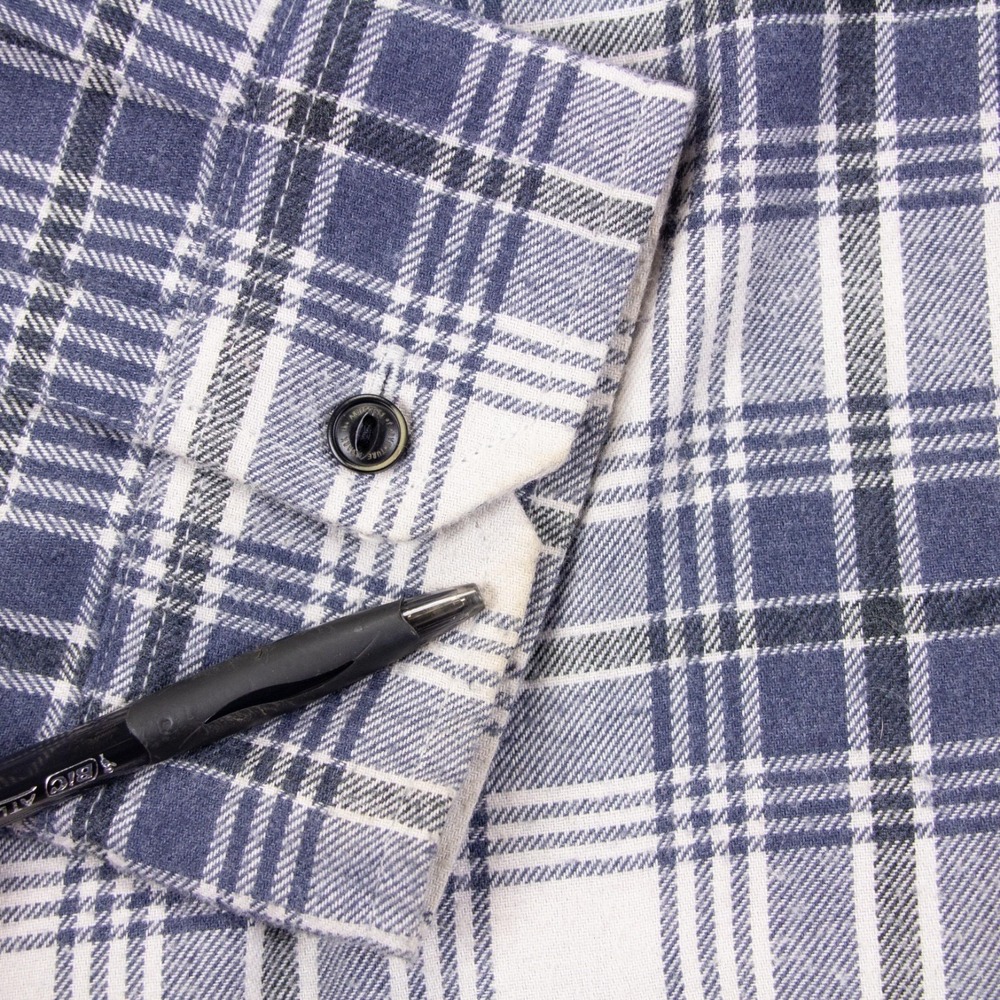 Roark Mens XL‎ Classic Fit Blue White Plaid Flannel Long Sleeve Shirt Cotton - Picture 13 of 15